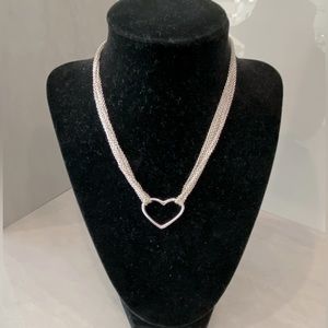 Heart Necklace, Sterling Silver, Multi-Strand